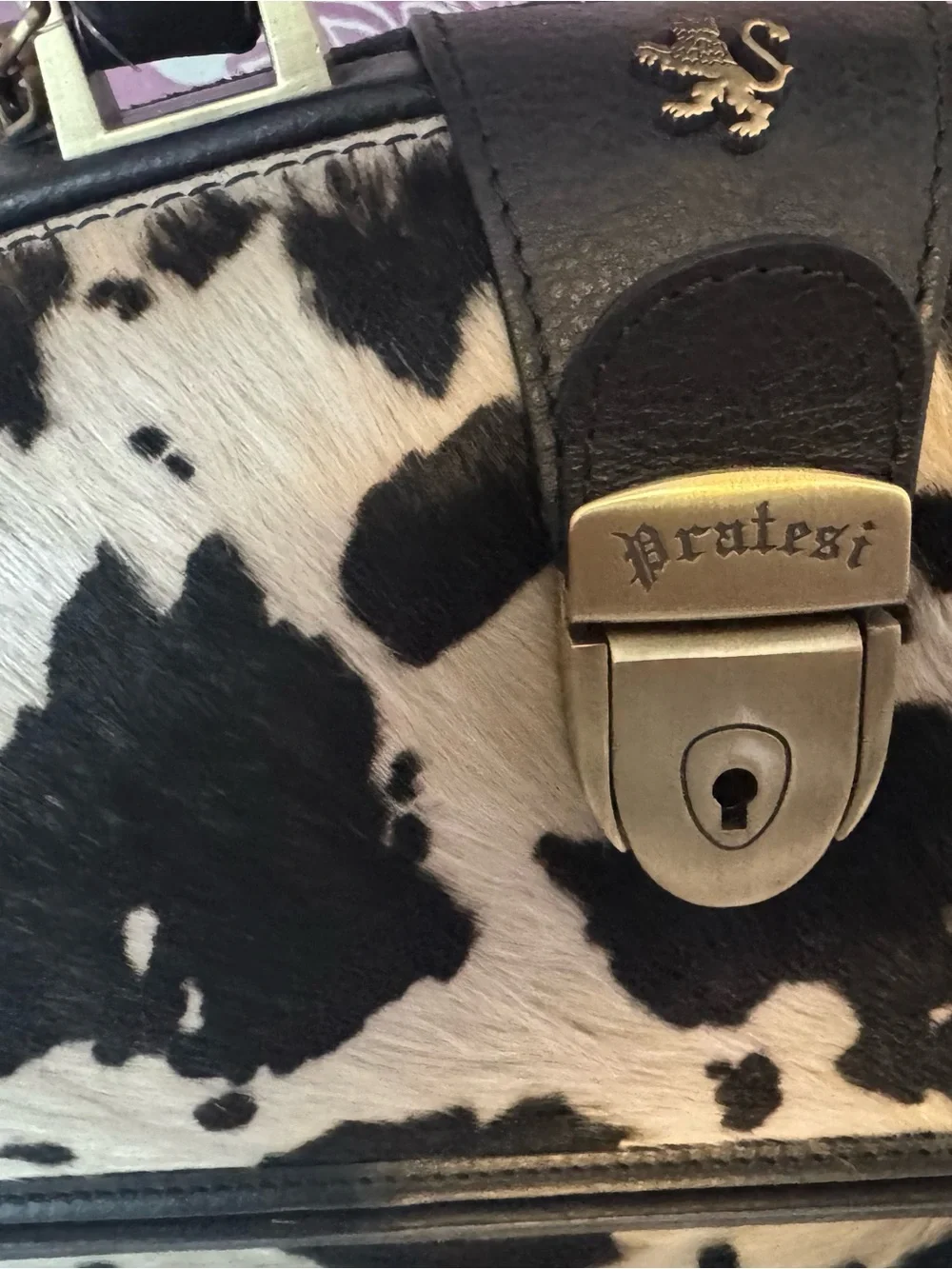 Pratesi Black & White Cowhide Satchel